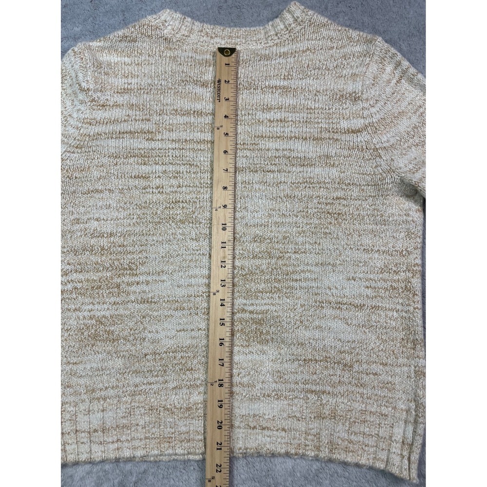 LOFT Sweater Womens Large L Beige Chunky Knit Very Merry Candy Cane Graphic Cozy - Picture 9 of 11
